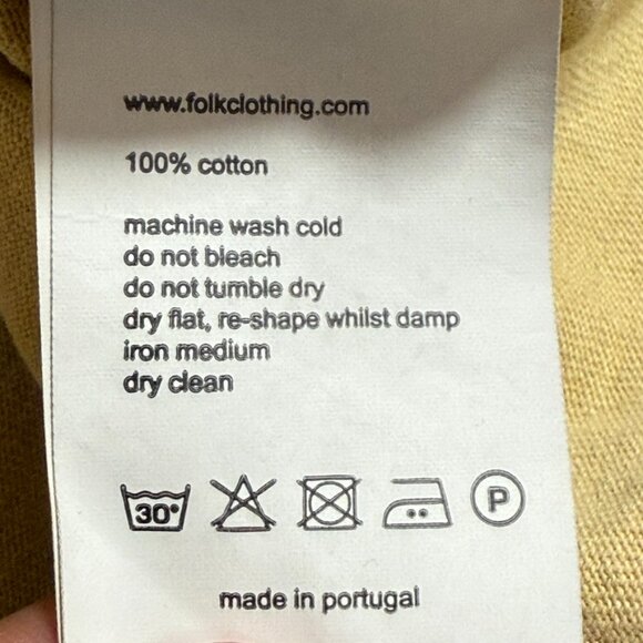 Folk Mens Butter Yellow Crew Neck T Shirt Sz 4 XL Comfy Classic Basic Casual Tee - Picture 7 of 10